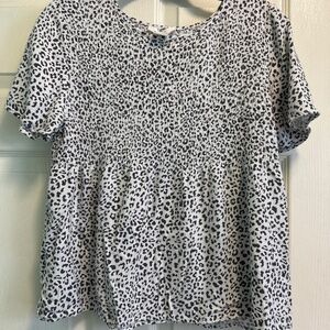 White Black leopard top